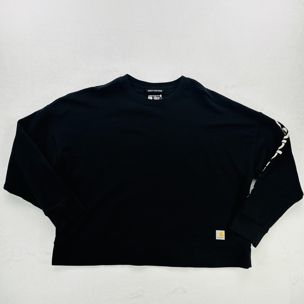 Carhartt Sweatshirt Womens XL Black Tencel Fiber Series Loose Fit Logo Pullover